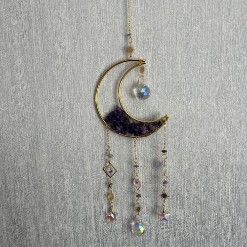 Amethyst crystal hanging sun - amethyst,