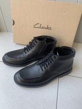 NEW CLARKS ASHER STREET OLDER BOYS BLACK LEATHER SCHOOL ANKLE BOOTS UK 4.5 F