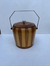 MID~CENTURY CAMBRIDGE WARE WOODEN ICE BUCKET or BISCUIT BARREL VINTAGE 60s / 70s
