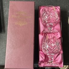 Boxed Pair Webb Corbett Royal Doulton Vintage 1970s Wollaston Cut Mini Brandies