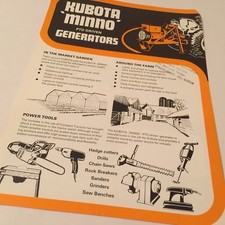 KUBOTA Minno PTO Driven Generators 1970s Original  Sales Brochure