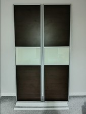 Sliding Cupboard/Wardrobe Doors in Walnut Brown with Frosted Glass Panel