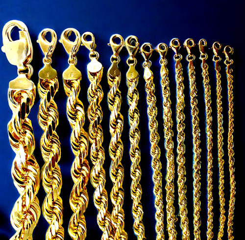 14k yellow gold - solid, rope