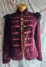 Vintage Steampunk Womens Buttoned Jacket Burgundy Gothic Victorian Size 8