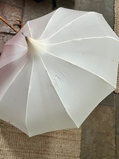 Vintage Pagoda Parasol Umbrella White Cream Plastic Handle 1940s 50s 34”