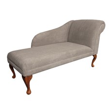 52" Chaise Longue Sofa Day Bed Chair Seat Mink Dimple Velvet Fabric Queen Anne 