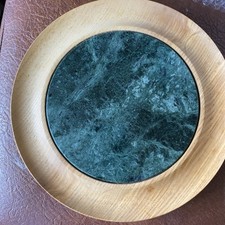 WOOD.    Cheese board MARBLE & TEAK edge for nuts/grapes QUALITY British made