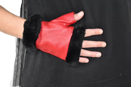 Geniune leather gloves red - geniune,