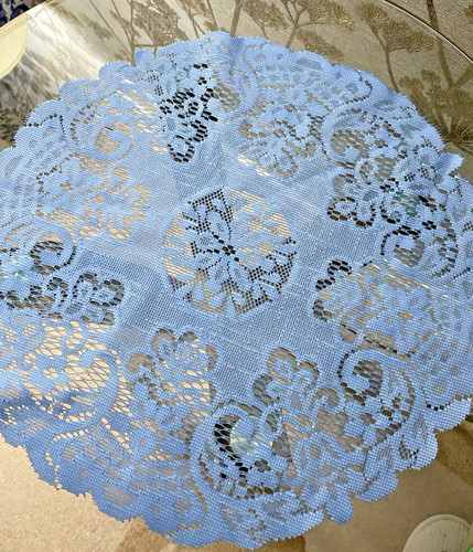 Vintage blue polyester lace - blue,