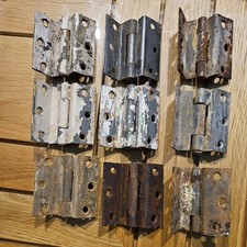 Job Lot 9 Vintage Heavy Steel Door Hinges 2.5" Tall Rusty Reclaimed Shed Find