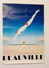 Vintage Orig Deauville Diver 1982 Art Print Poster RAZZIA Art Deco Offset Colour