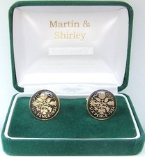 1954 Sixpence cufflinks from real coins in Black & Gold