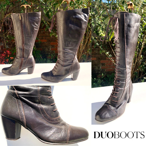 Duo knee high boots lace - lace, up