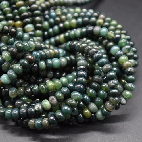 Moss agate smooth - moss, rondelle