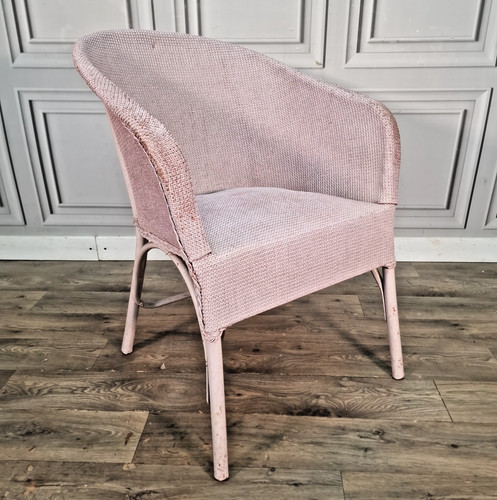 Vintage woven tub chair pink - vintage,