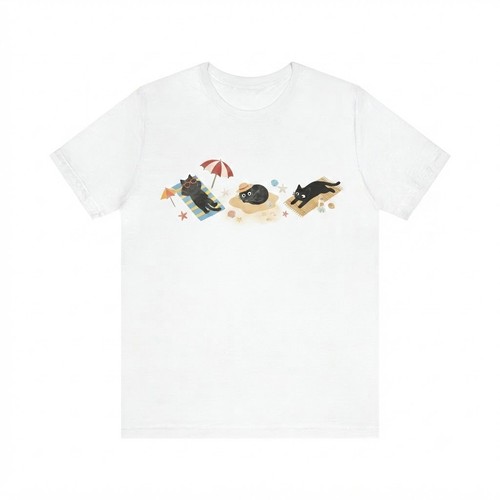 Cats beach white shirt - cats, cute