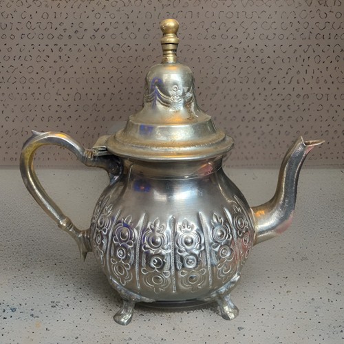 Moroccan silver plated teapot - silver,