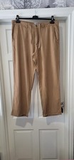 MARKS AND SPENCER MENS BEIGE LINEN MIX LIGHTWEIGHT HOLIDAY TROUSERS W 38" L 31"