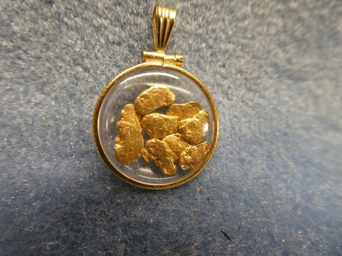 Gold nugget pendant - gold,