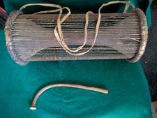 VINTAGE ILU GAN GAN AFRICAN TALKING DRUM WITH STICK