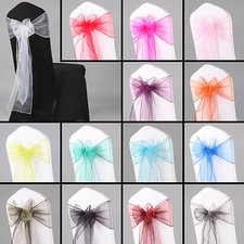 1 10 50 100 Organza Sashes Chair Cover Bow Sash WIDER FULLER BOWS Wedding Party