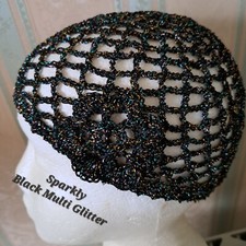 SPARKLING BLACK / MULTI GLITTER LUREX HAT 1970s 1920s Fancy Dress Party ABBA