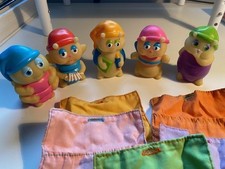 Vintage 1980s Hasbro Glo Bugs (x5) collectable toys with sleeping bags