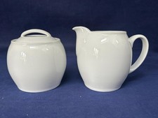 DENBY WHITE MILK JUG & LIDDED SUGAR BOWL - EXCELLENT