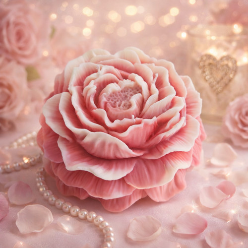Pink flower handmade soy wax - flower,