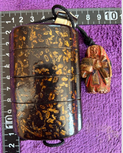 Japanese black wooden inro - japanese,