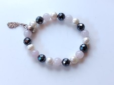 Thomas Sabo Freshwater Pearl  Stone Bead Beaded Bracelet With Feather Charm Club