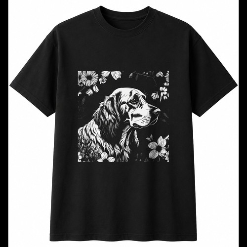 Greyscale field spaniel with - field,