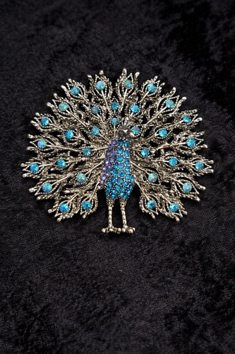 Large blue rhinestone - blue, peacock