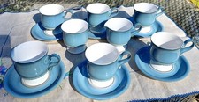 Denby Blue Castille 6 cups and saucers set ( apx 9 cm tall)