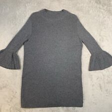 Phase Eight Jumper Dress UK 10 Grey Wool Cashmere Ruffle Balloon Sleeve Knit