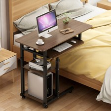 New Overbed Mobile Bed Chair Table Height Adjustable Laptop Tray w/keyboard Tray