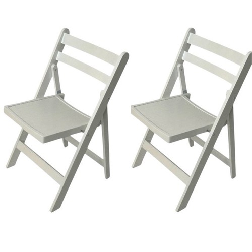 White wooden folding chairs - white,