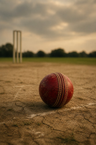Red cricket ball worn - red,