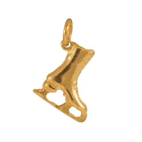 9ct gold ice skate charm - 9ct,