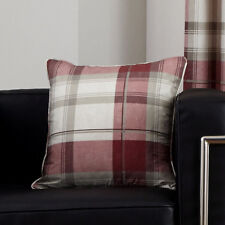 Fusion BALMORAL CHECK Ruby Red Tartan 100% Cotton Eyelet Curtains & Cushions