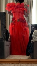 extravagant red, floral, off