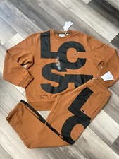 NWT Lacoste Men Matching Set Tracksuit Wheat/Brown Sweatshirt 7 XXL + Pants 5 L
