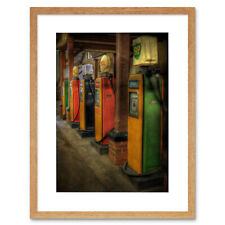 Photo Composition Vintage Gas Petrol Pumps Garage Framed Print 12x16 Inch