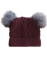 Fox Fur Pom Pom Hat Mixed Wool Funky Brand New With Tags 