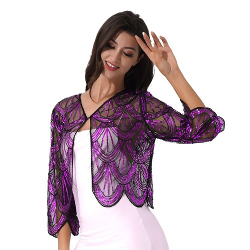 Women shiny sequin - sequin, bolero
