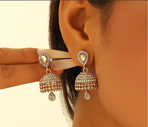 Gold tone jhumka dangle drop - gold,