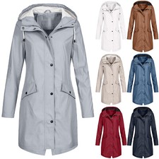 Womens Waterproof Raincoat Ladies Outdoor Wind Rain Forest Jacket Casual Coat