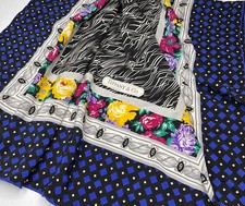 Vintage Tiffany & Co Silk Scarf Floral Multicolored Hand Rolled Edges 35x34 RARE