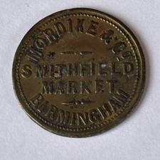 Antique Token Mordike & Co Smithfield market Birmingham 1 shilling Trade coin