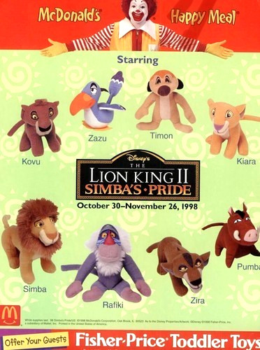 1998 mcdonald disney - disney, lion